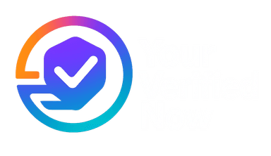 Your Verified Now logo: a rainbow colored circle with an arrow pointing to the right